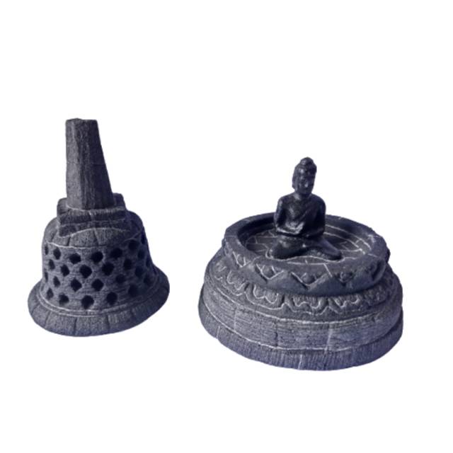 (BISA COD) Miniatur Stupa Candi Borobudur Ukuran Kecil - Batu Hitam Asli - DEKORASI Souvenir Jogja