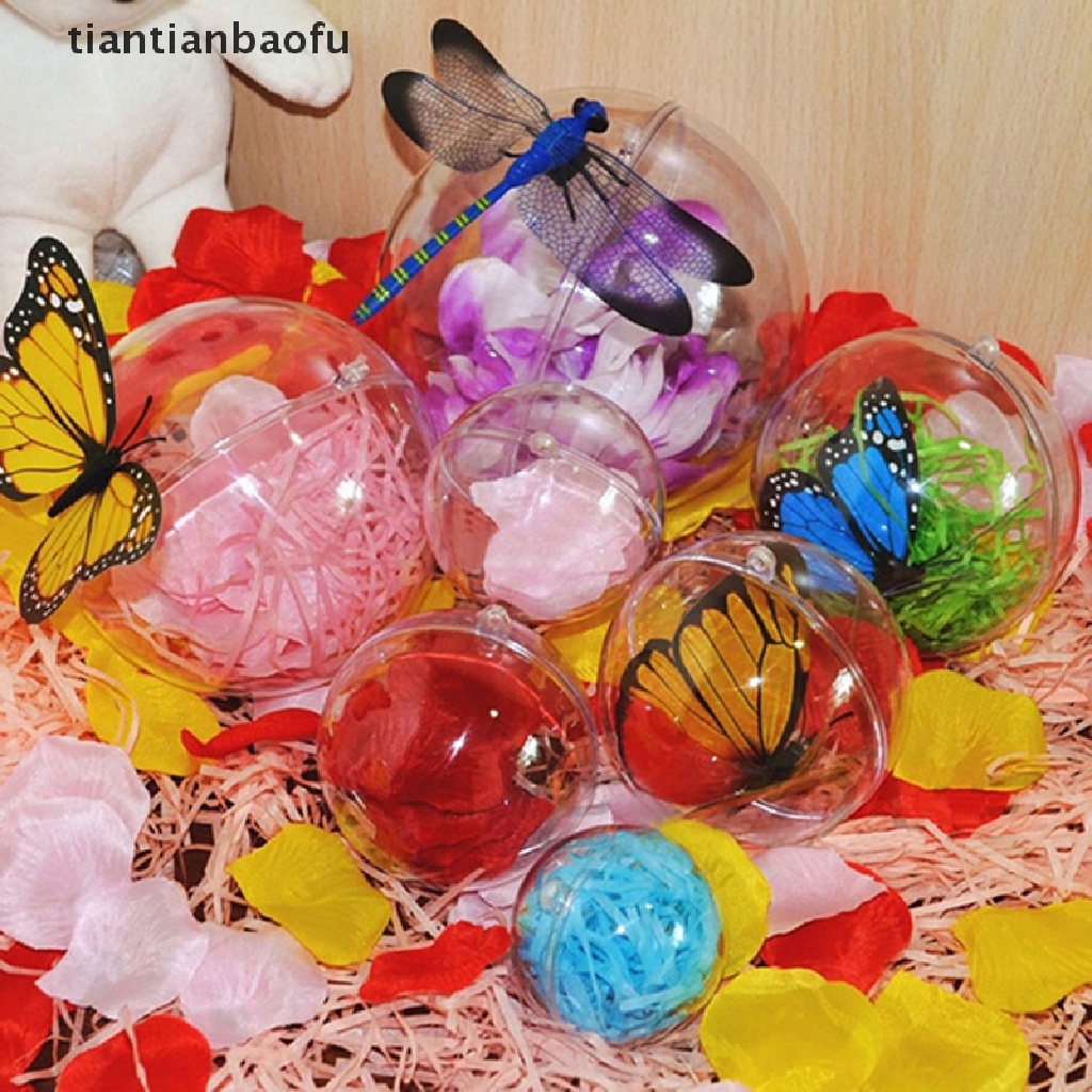 [tiantianbaofu] Transparent Open Plastic Christmas Decor Ball Bauble Ornament Gift Present Box Boutique