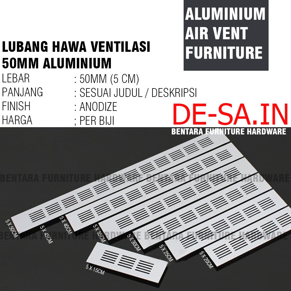 5 x 40 Cm Lubang Hawa 50 x 400 MM - Furniture Air Vent Alu Ventilasi Persegi Alumunium
