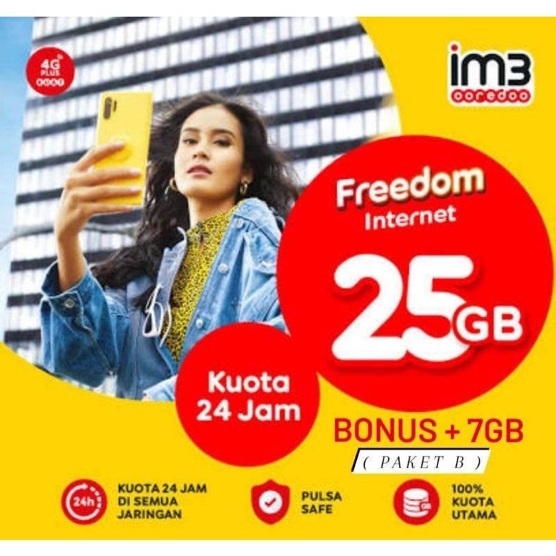 Kuota full 24 jam 32gb Indosat Im3, Kuota 23gb Indosat Im3