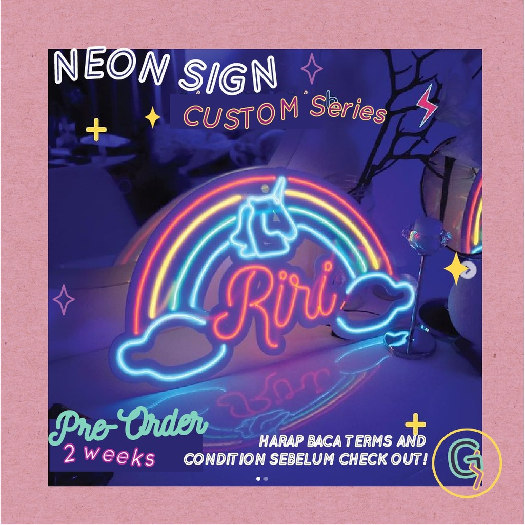 Neon Sign El Wire Custom Nama Series "Rainbow"