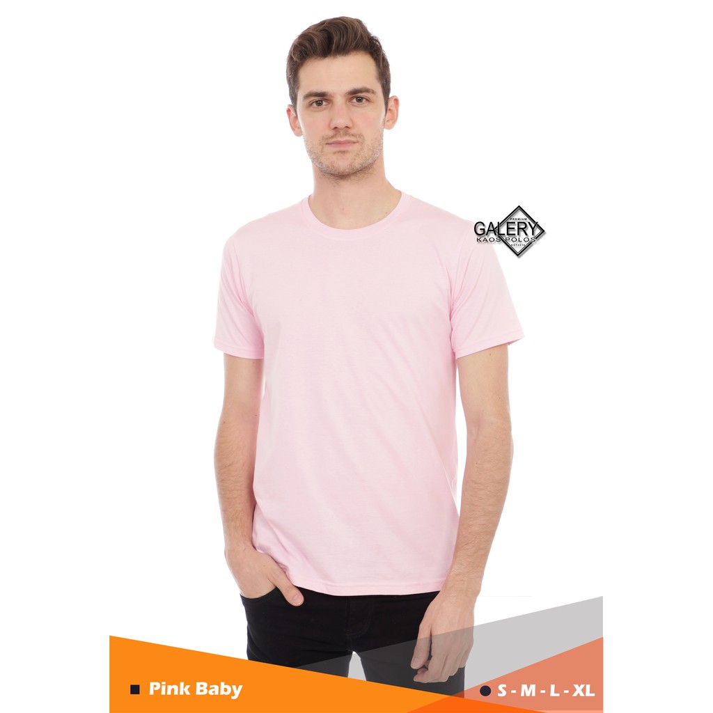 [LANGSUNG DARI PABRIK] [HARGA RESELLER] Kaos Polos Bahan Cotton, Combad 30s Unisex Cewek Cowok Casual-Pink Baby