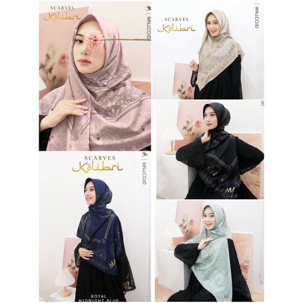 SCARVES KOLIBRI BY WNJ / SCARF 130*130cm / MUDAH DIBENTUK / FREE BROCH WNJ  /PACKAGING BOX ART PAPER