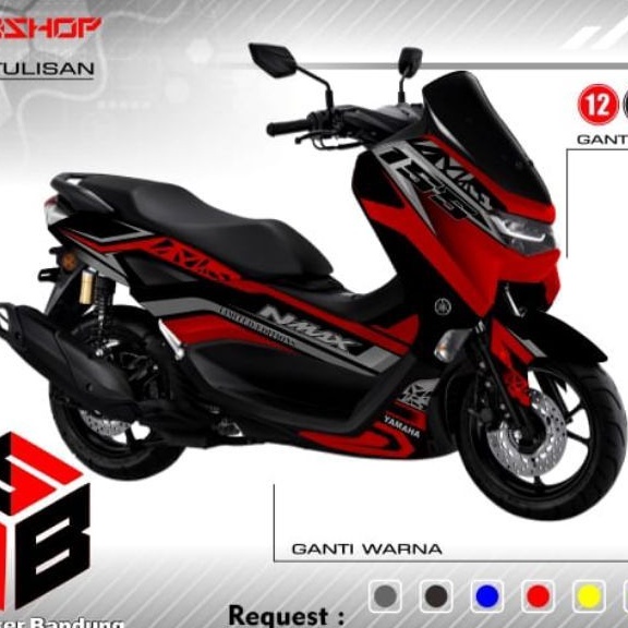 decal sticker nmax new red silver variasi