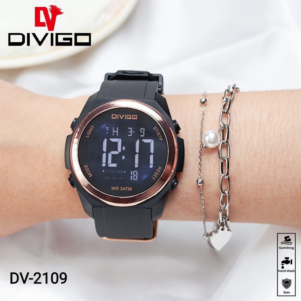 Jam Tangan Digital Pria Wanita DIVIGO DV-2109 Water Resistant 3ATM