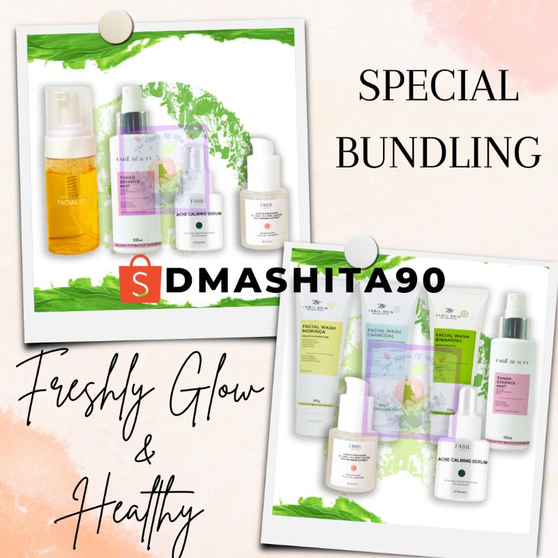 Fabil Paket Freshly Glow Healthy Fabil Acne serum Fabil gentle exfoliator Fabil toner