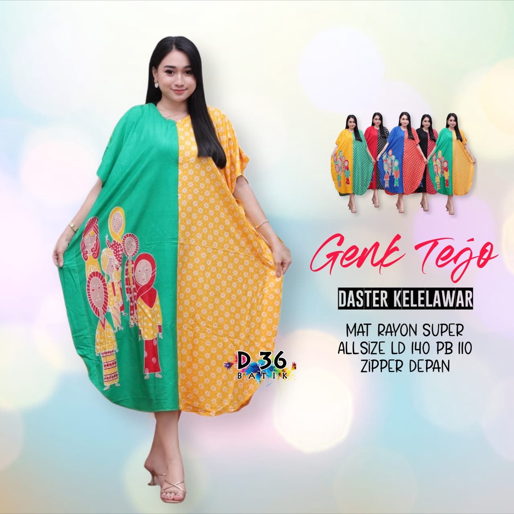 Daster Genk Tejo Kelelawar Semerbak Batik Pastel Baju Tidur Kartun Jumbo Santai Casual Home