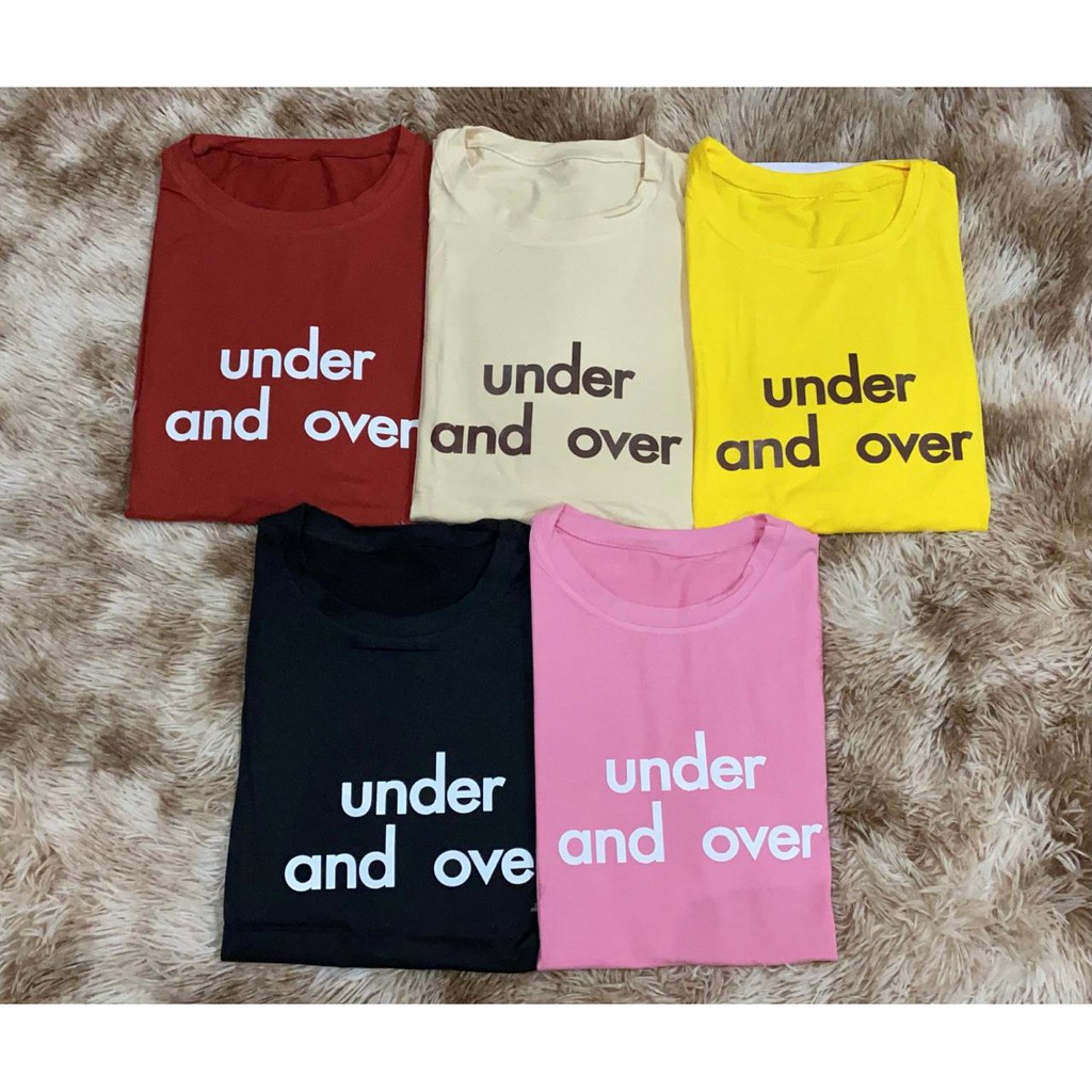 Oversize Tee Tshirt Wanita Model Longgar Motif Tulisan Under and Over