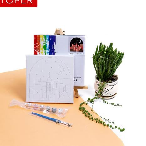 

ezl-41 TOPER Paint By Number Kit DIY 20x20 Canvas (Free Kuas dan Cat Air) Painting Set/ Canvas Lukisan 20x20 ..,,.,,.,