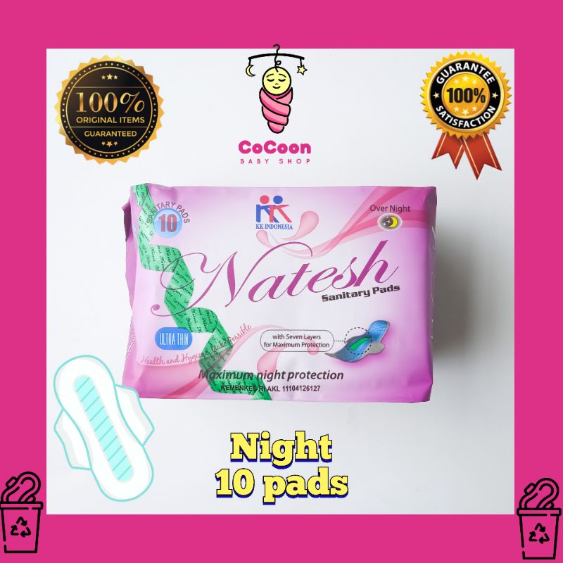 Pembalut Herbal Kesehatan Wanita Natesh Night 10 Pads