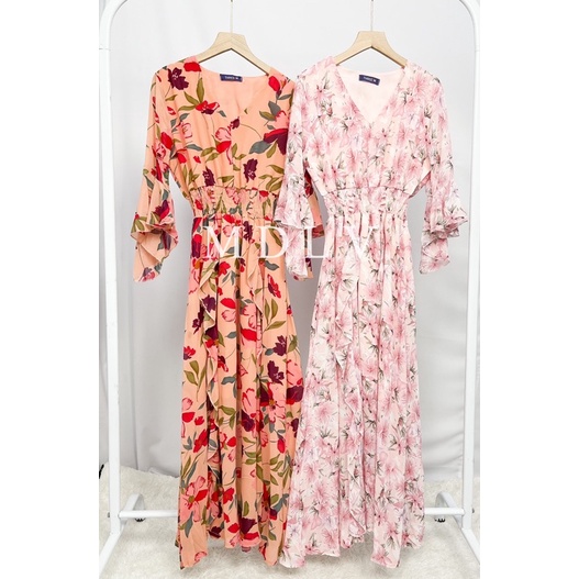 MDLV ~ 12515# Barcellina Drawstring Maxi Long Dress Fashion Import