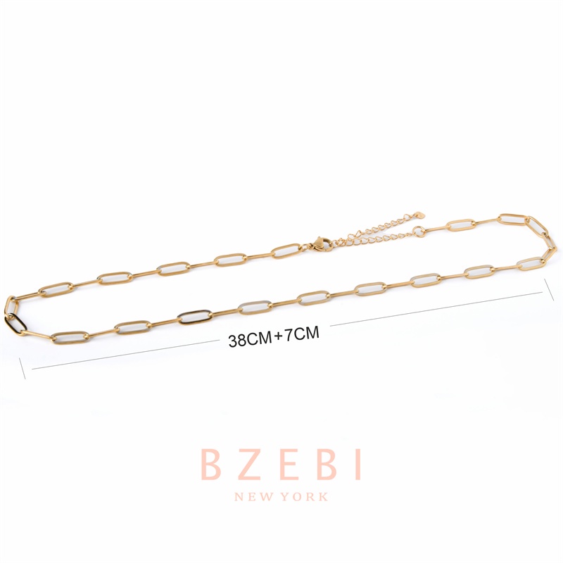 BZEBI Kalung Kabel Baja Titanium 18k Gold Gaya Korea Untuk Hadiah Ulang Tahun Wanita 861c