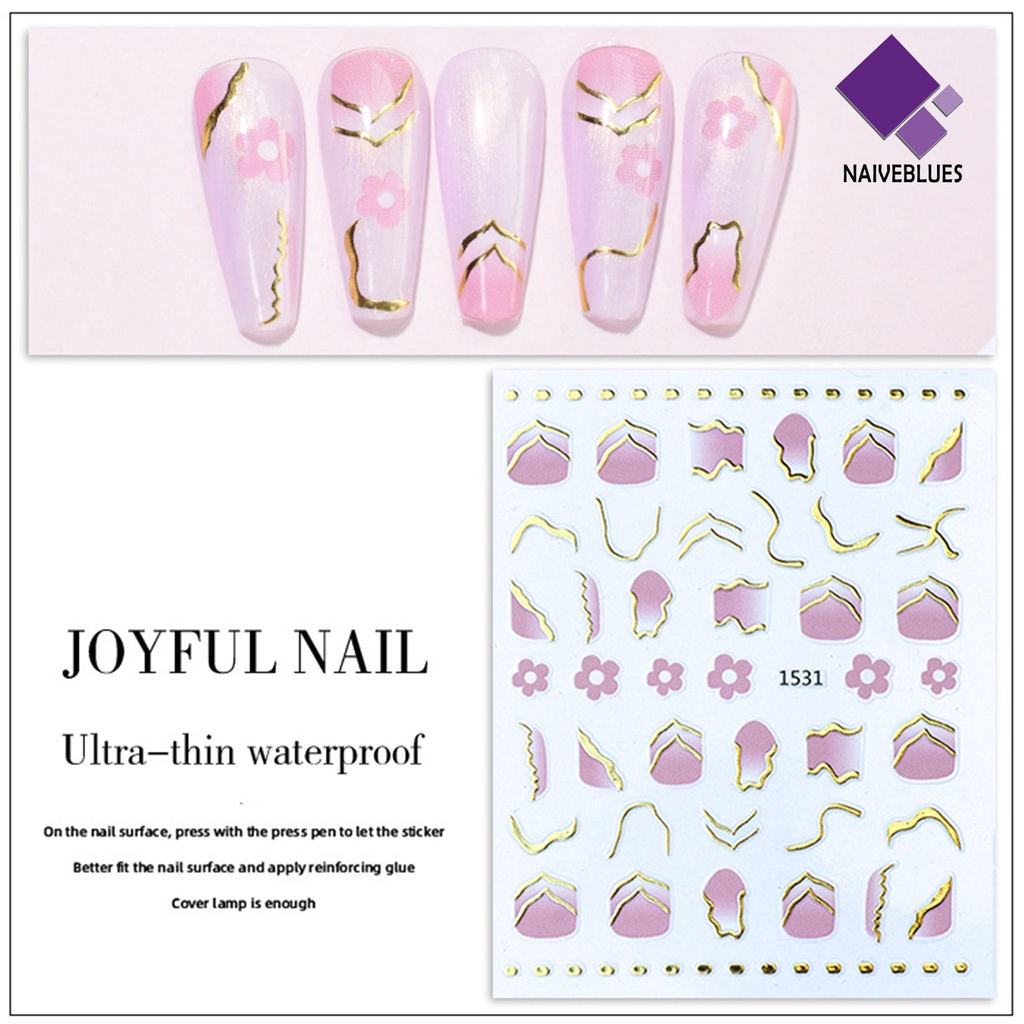 Naiveblue &gt; Stiker Kuku 3D Ultra Tipis Motif Geometri Untuk Dekorasi Nail Art / Manicure