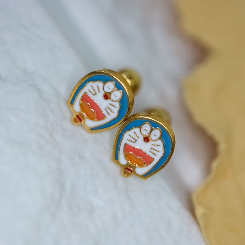 Anting karakter doraemon titanium anti karat korea fashion - ercassia