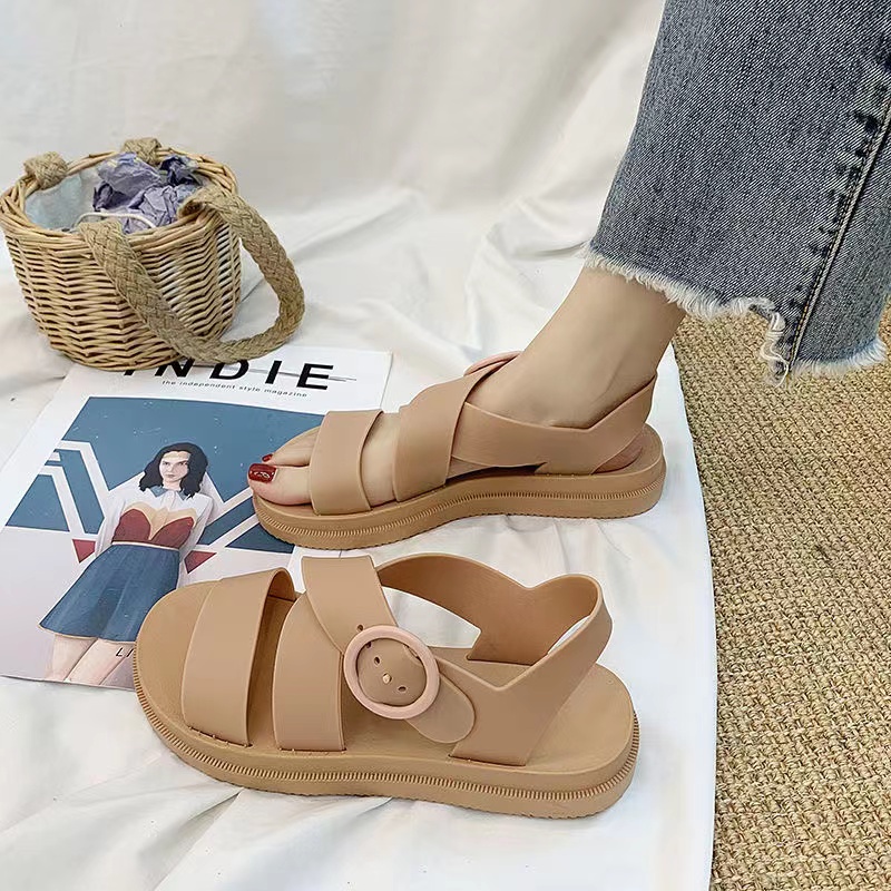 Roman Flat Sandals Strap Casual Rubber Sandal Sepatu Tali Wanita 5260 (36-40)