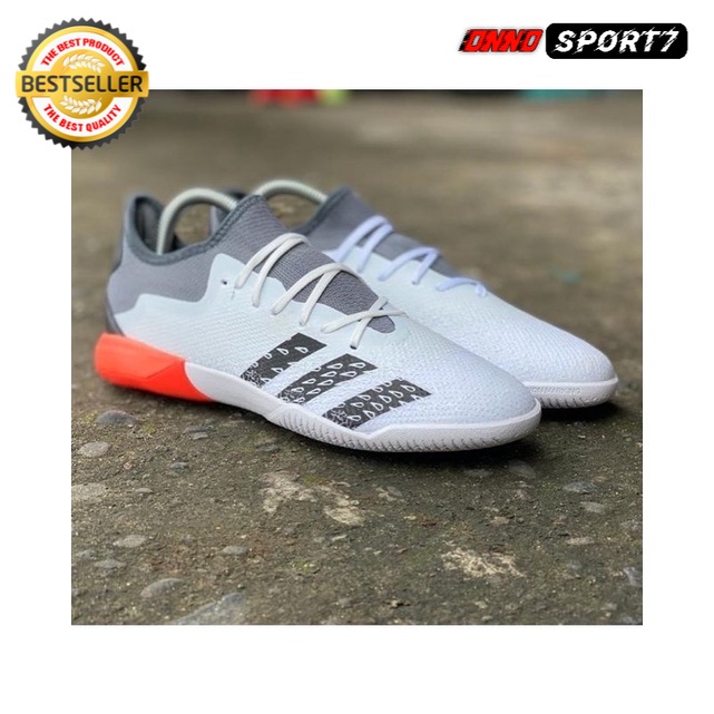 Sepatu Futsal Adidas Predator Freak .3 Low White Grey Red