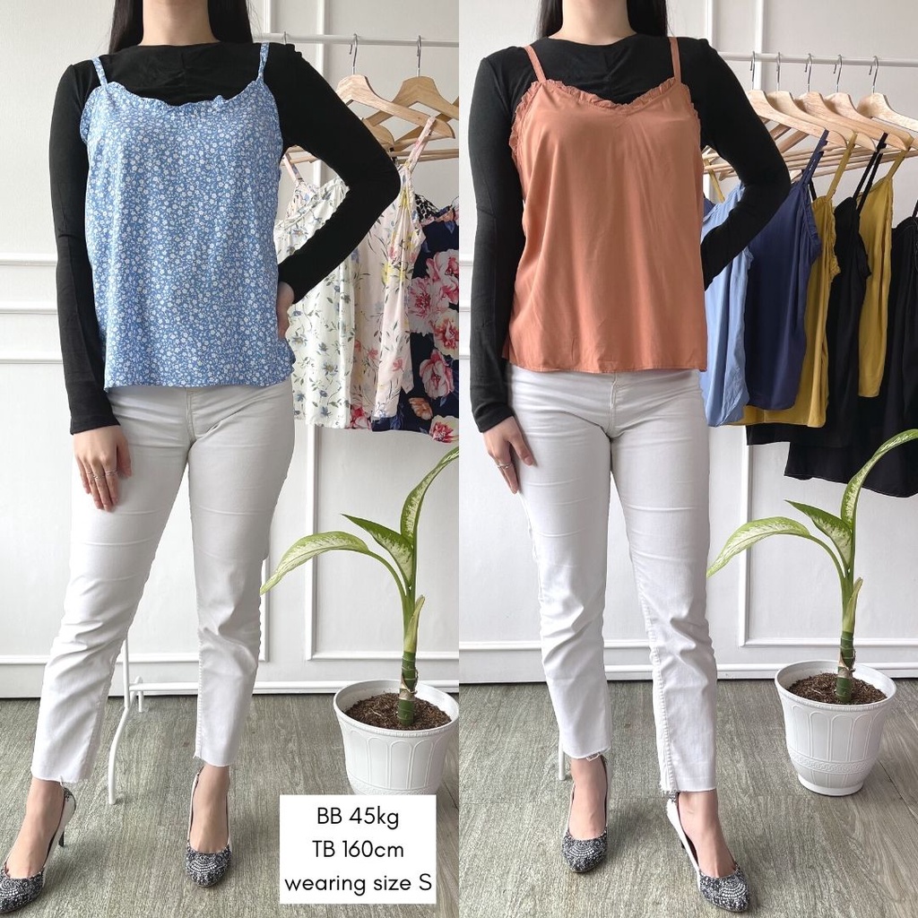 (BUY 3 = 99RB) Old Navy Cami Tanktop - Ruffle V-Neck Camisole Tank Top Wanita - Original Branded - PART 1-4