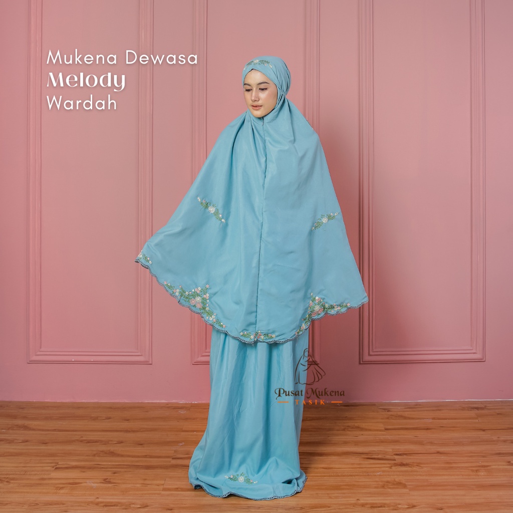 PUSAT GROSIR BELI MUKENA SATU SET (MUKENA + SAJADAH/SEJADAH) DEWASA 2IN1 JUMBO KATUN BORDIR MANUAL MELODY