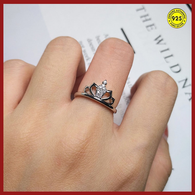 Cincin Sterling Silver 925 Model Terbuka Adjustable Untuk Wanita