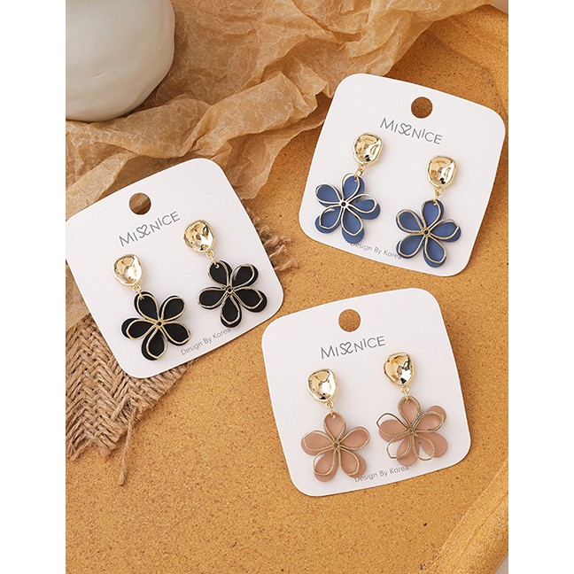 LRC Anting Tusuk Fashion Double Geometric Flower Alloy Earrings P59513