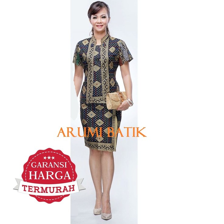 Blouse Rok Setelan Atasan Bawahan Seragam Batik 2084 Hitam