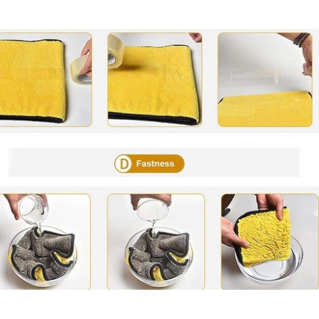 KAIN LAP DETAILING MICROFIBER 30 X 30 Premium Halus Cuci Mobil Motor Premium baru KUNING ABU