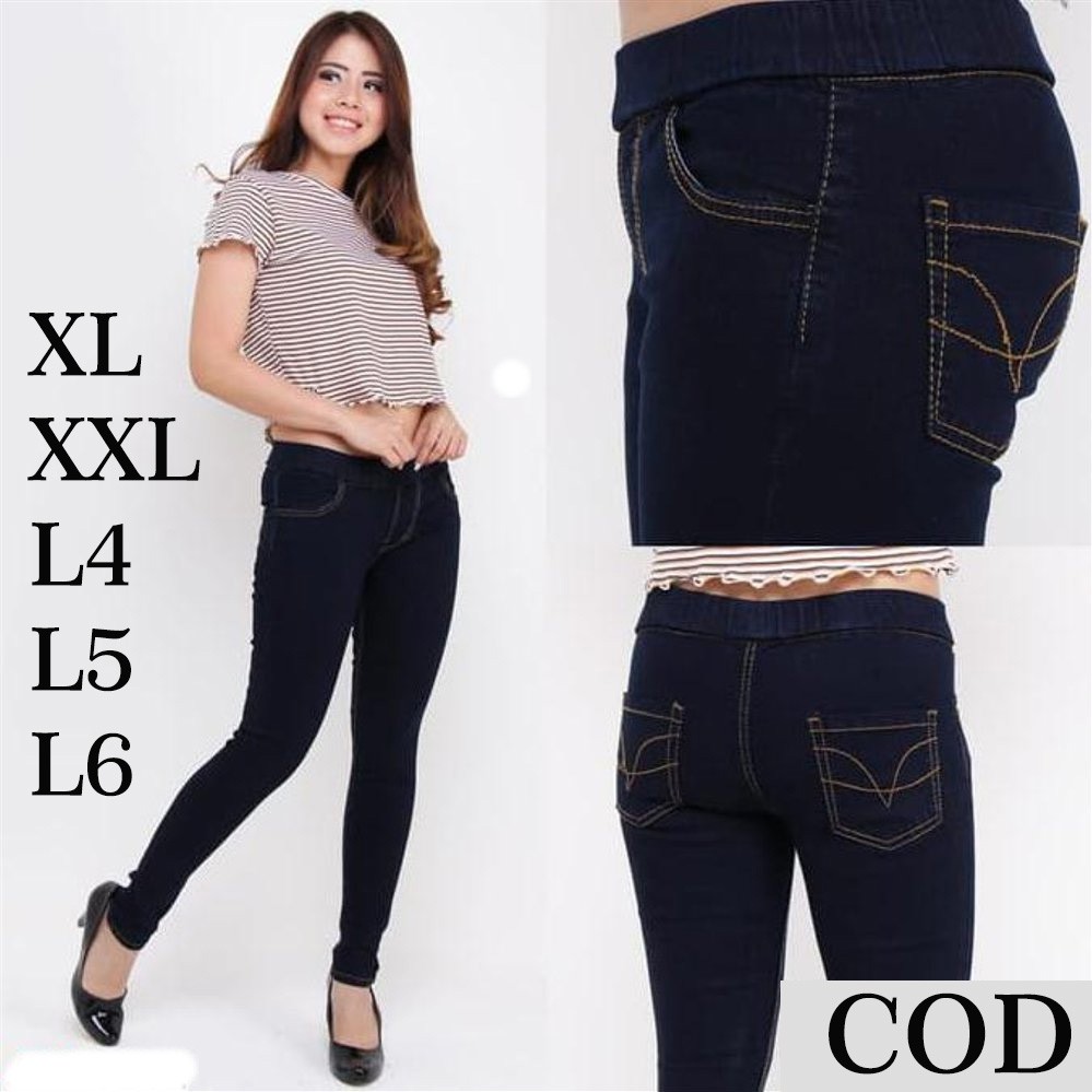 LEGGING DENIM TEBAL SPANDEX XL-L6