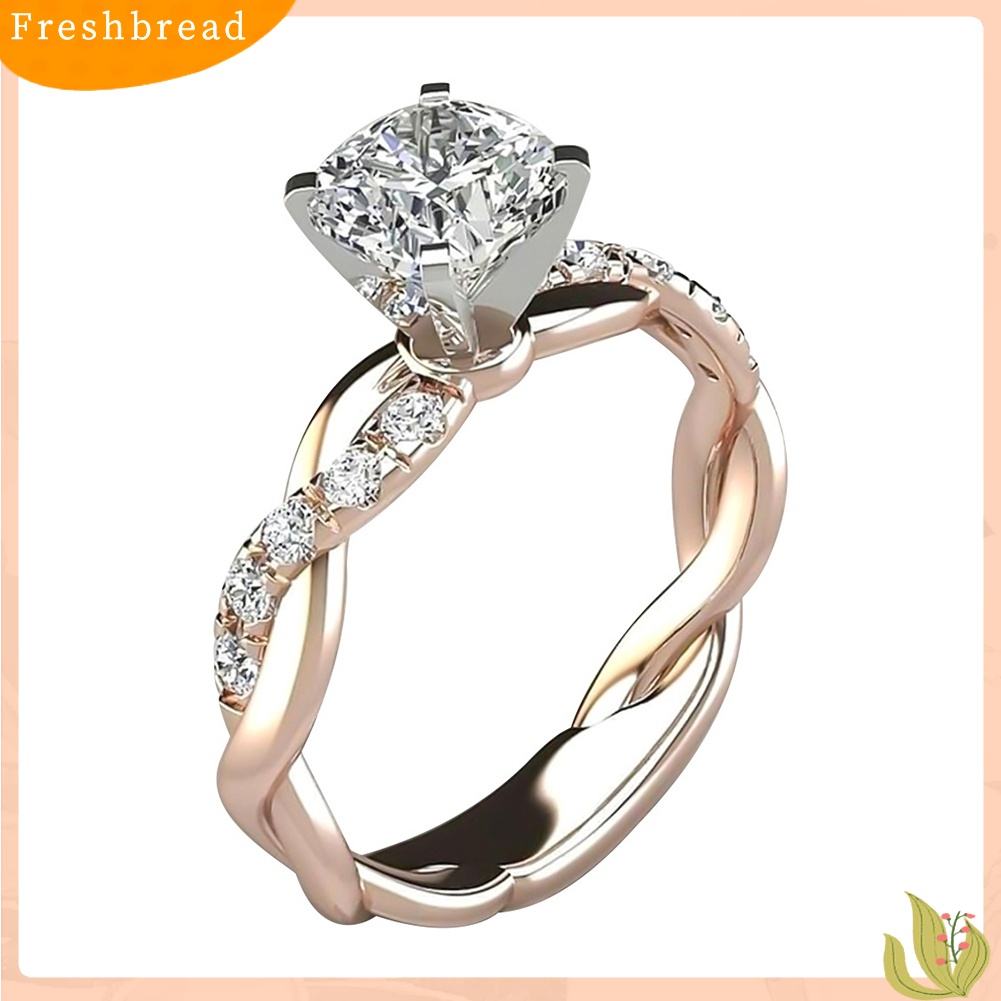 [TERLARIS]Women Cubic Zirconia Inlaid Twist Finger Ring Wedding Engagement Jewelry Gift