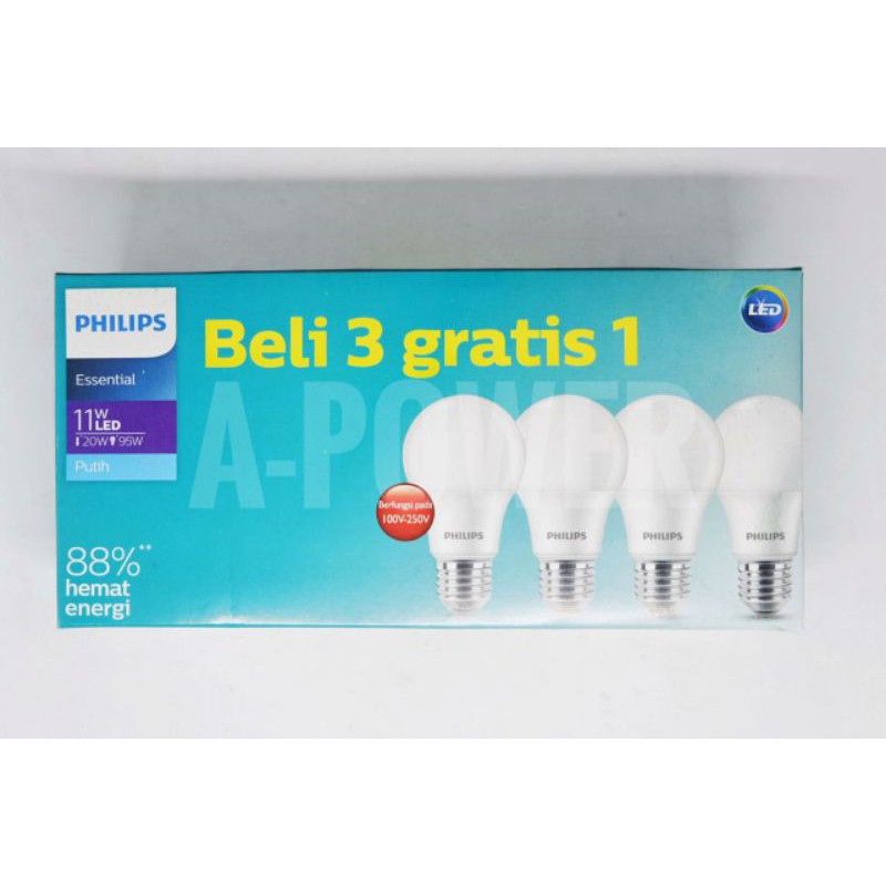 Philips - Lampu LED Essential Multipack / Paket 11W (Putih)