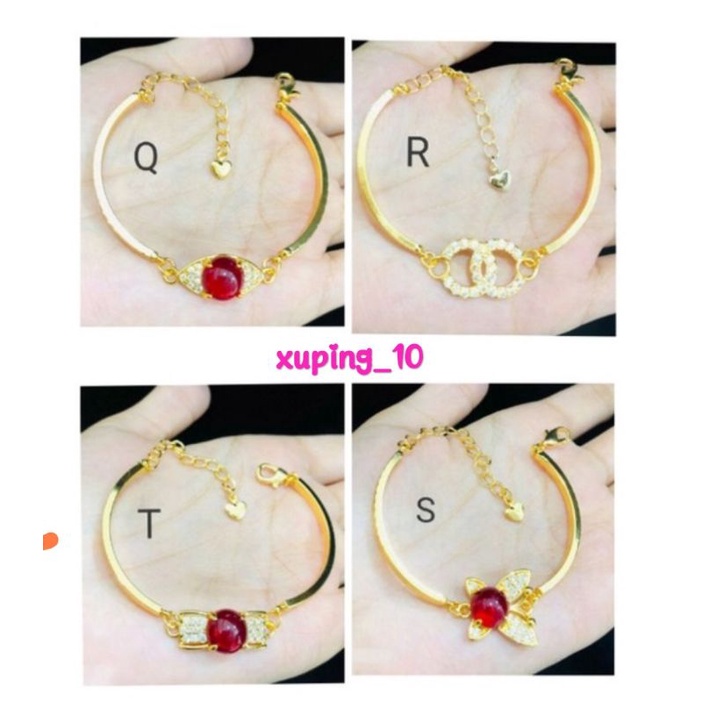 Gelang tangan xuping wanita lapis emas dgn mata zircon ukuran 18 cm