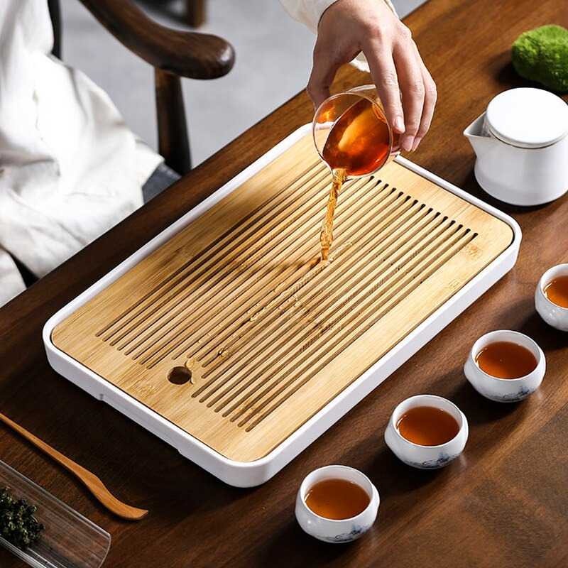 Tatakan Kayu Bambu Alas Gelas Pitcher Teh Minuman Bamboo Tea Tray