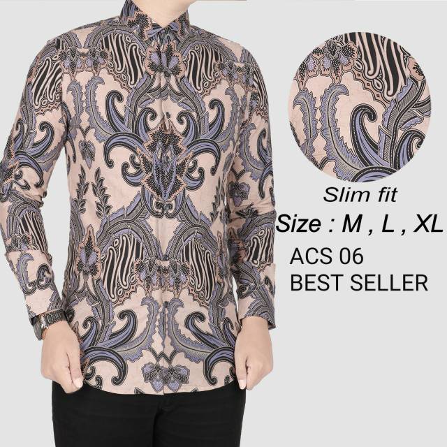 ACS06 KEMEJA BATIK PRIA SLIM FIT LENGAN PANJANG COLINDION