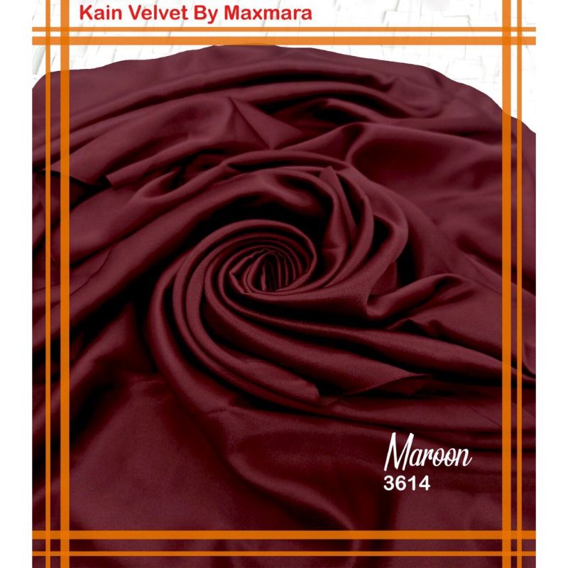 Bahan Multi Kain Satin saten Velvet maxmara Polos bridesmaid Meteran Super A Grade-3614 maroon
