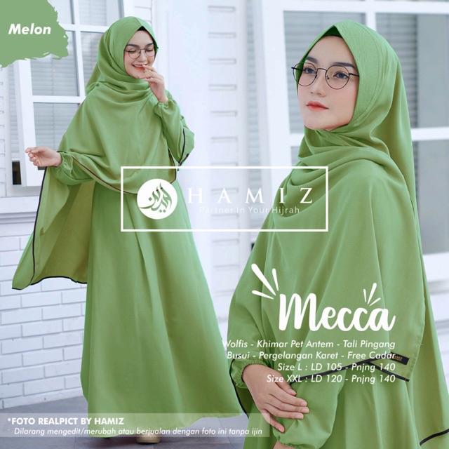 MECCA SYARI gamis set khimar cadar niqab wolfis original terbaru free ongkir HAMIZ-melon