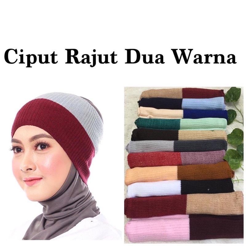 Ciput Rajut 2 Warna Bandana