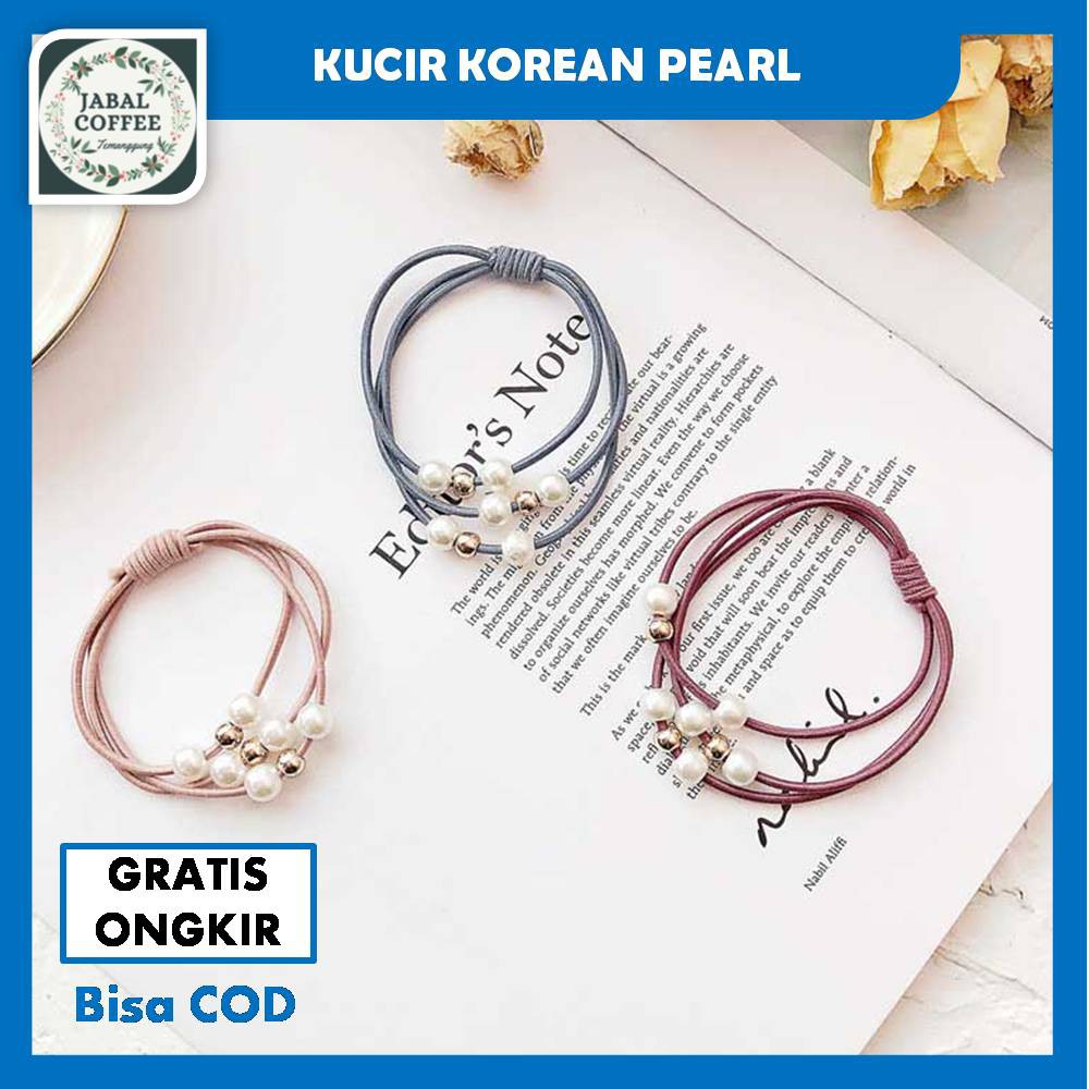 Ikat Rambut Karet Kuncir Mutiara / Ikat Rambut Korea Mutiara Tiga Tali / Ikat Rambut Mutiara J97