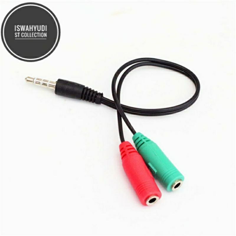 ISC Kabel Aux Splitter dan Mic 3.5MM Kabel Male and Female 2 in 1