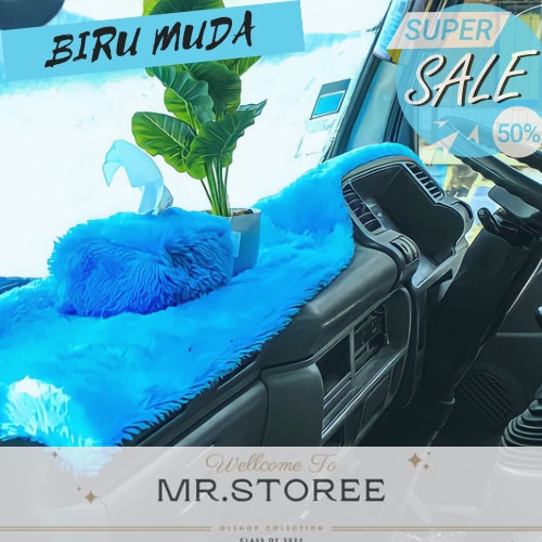 ALAS BULU DASHBOARD MOBIL 1-SET/TEBAL/PROMO/MURAH/UKURAN 150X50CM/BIRU MUDA/BIRU TUA/MAROON/MERAH/CO