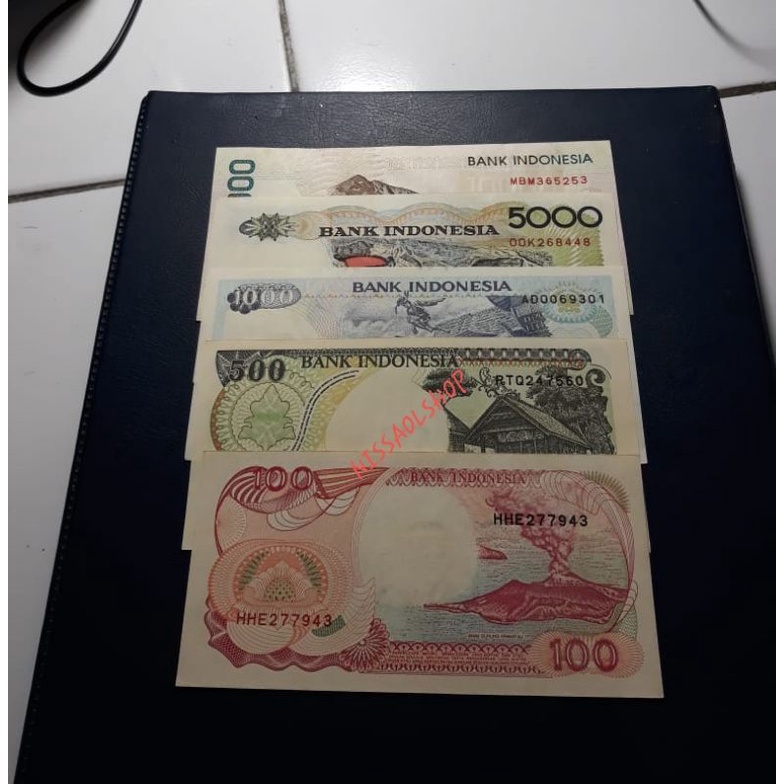 UANG KUNO INDONESIA EDISI TH 90HAN 5 LEMBAR UNC ORGINAL