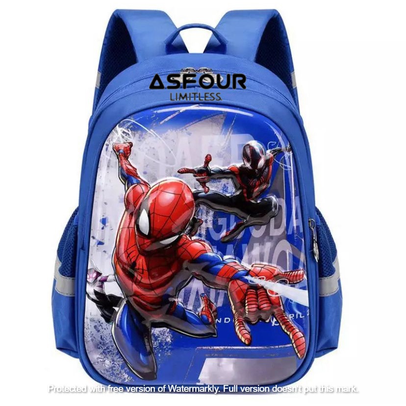 ASFOUR - Tas Ransel Backpack Anak Sekolah untuk Paud/TK Tas Ransel Gendong Punggung Sekolah Anak TK SD Karakter Kartun Backpack Spiderman