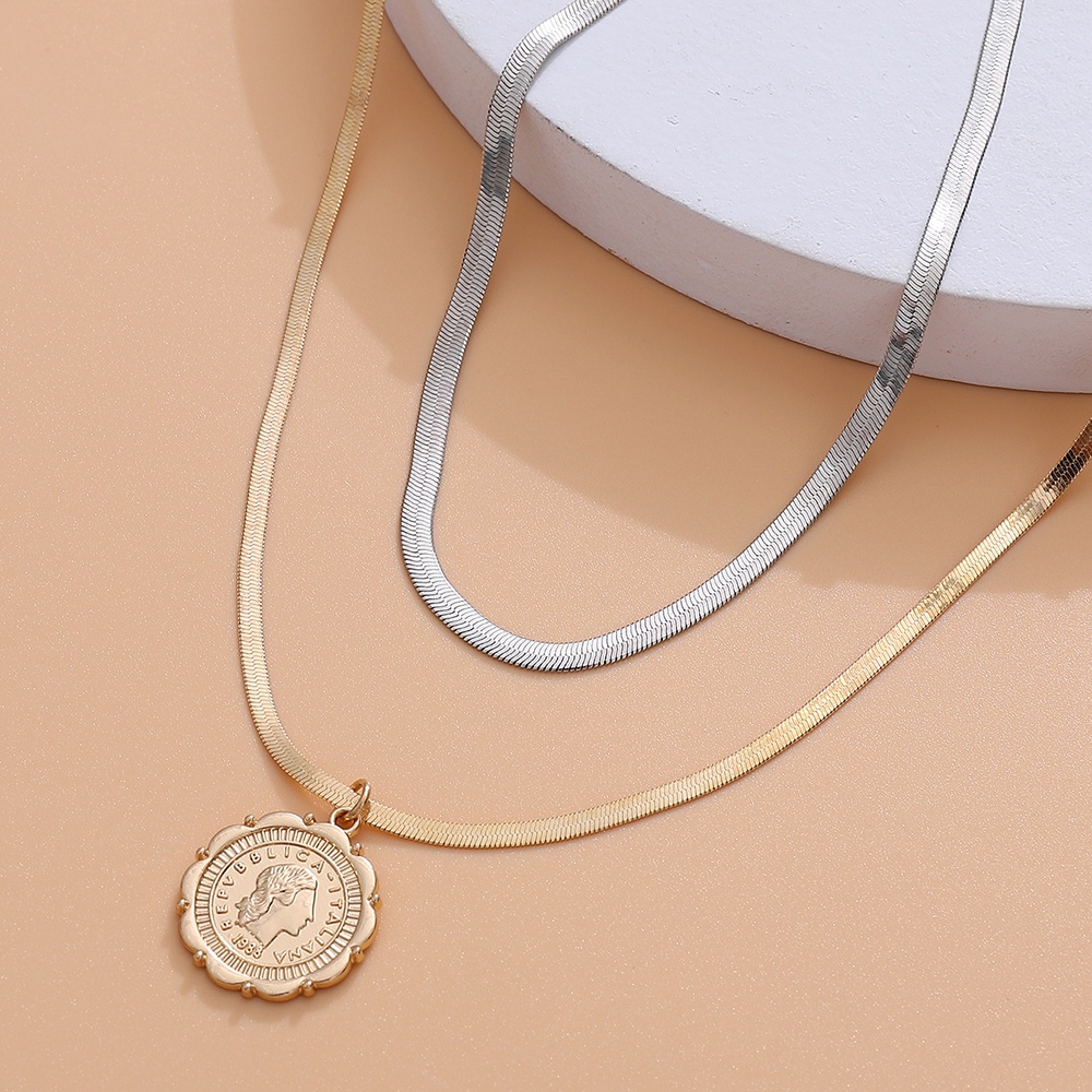 2pcs / set Kalung Rantai Ular Multilayer Gaya retro boho Untuk Wanita