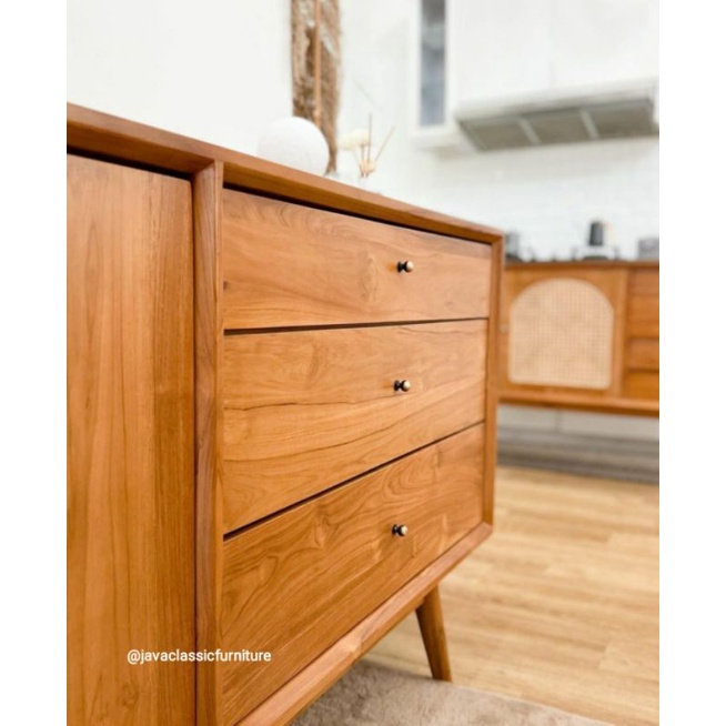 BUFET TV RETRO MINIMALIS SCANDINAVIA VINTAGE CABINET DRAWER MURAH BAHAN KAYU JATI GRADE A BERKUALITAS EXPORT FINISHING NATURAL DOFF FURNITURE JEPARA-2