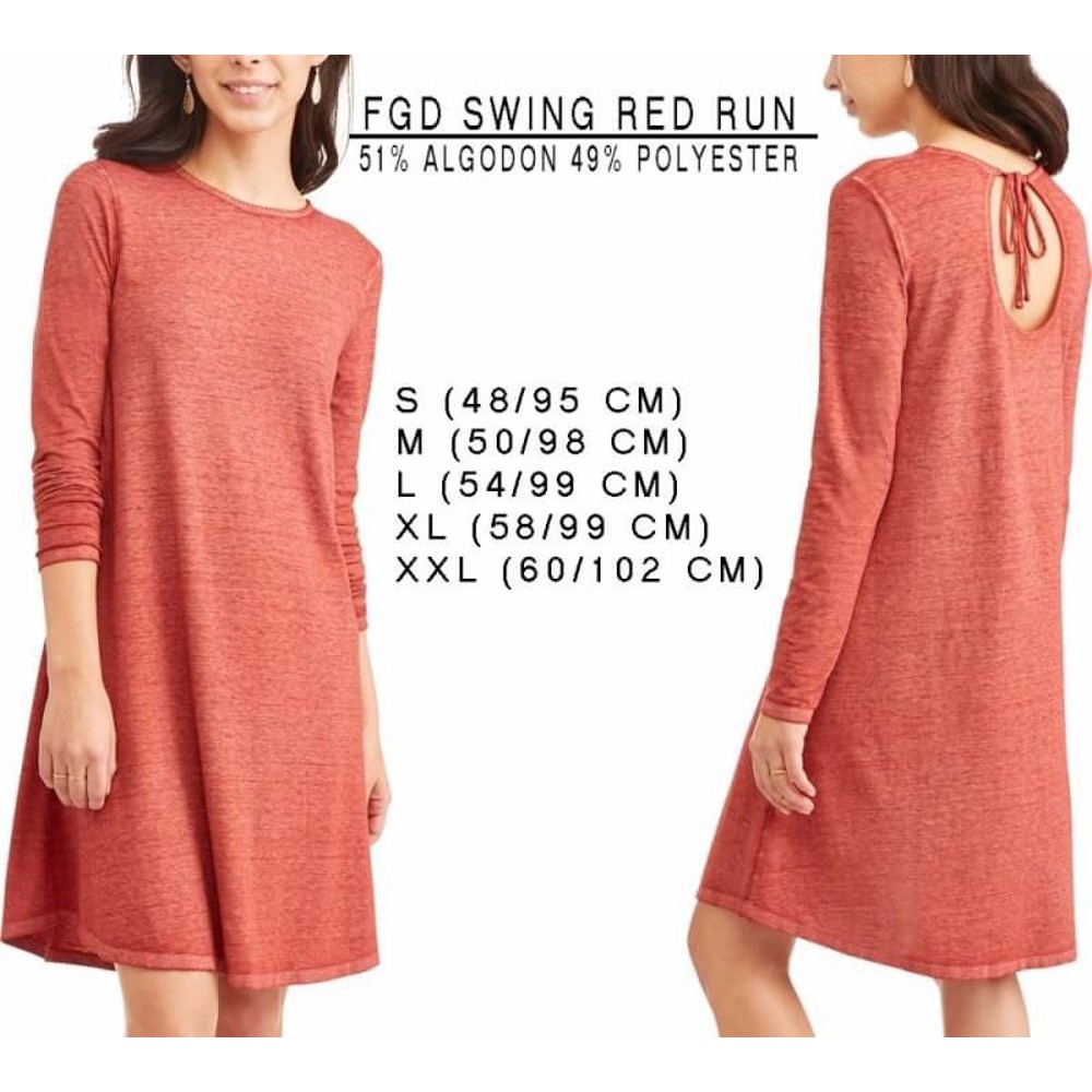 Termurah  Dress Branded Wanita   FADED GLORY SWING RED RUN