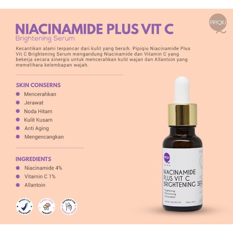 PIPIQIU Serum Gold Plus Vit C Hyaluronic Niacinamide AHA BHA PHA Peeling BPOM (VIC)