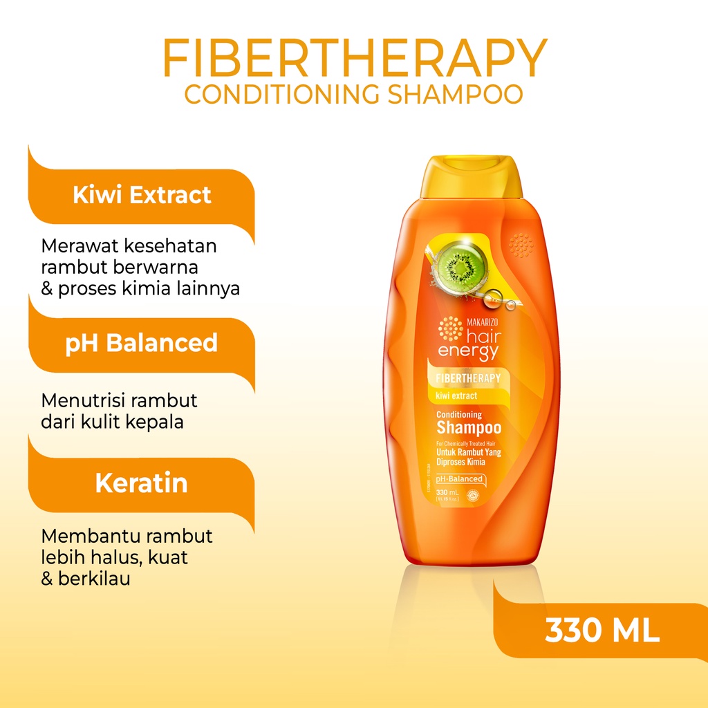 PAKET ISI 2 - Makarizo Hair Energy Fibertherapy Conditioning Shampoo Kiwi 330 mL-1