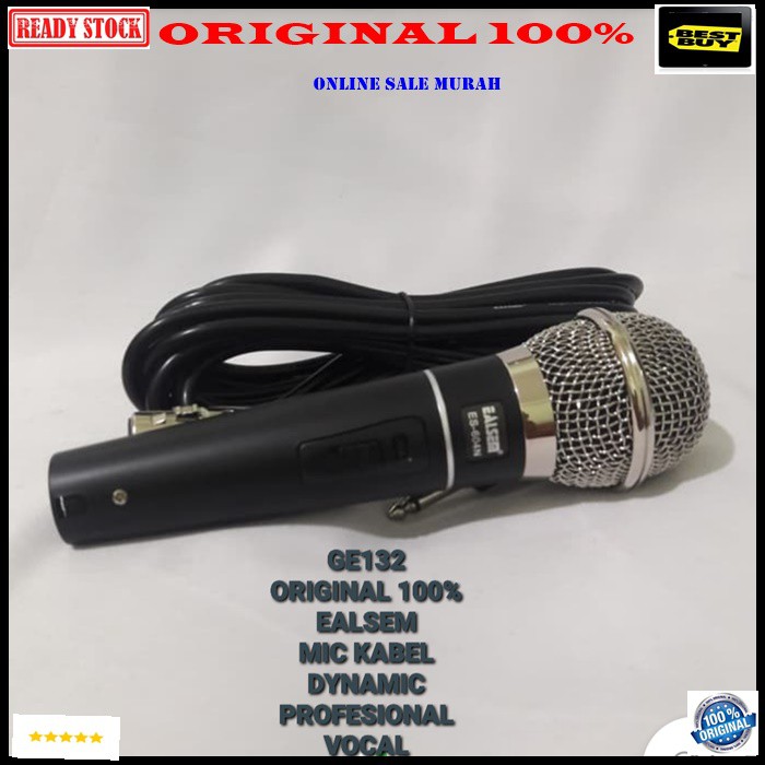 G132 ealsem original 100% mic kabel dynamic Microphone cable karaoke mik vocal vokal profesional pro mikrophone musik music audio sistem sound system panggung dj studio G132   Tidak pakai baterai langsung colok aja  BISA DIGUNAKAN KE SEGALA ALAT AUDIO  Ba