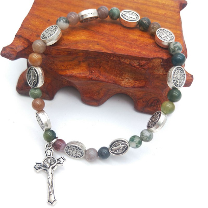 Gelang Rosario Motif Batu Agate Warna-Warni