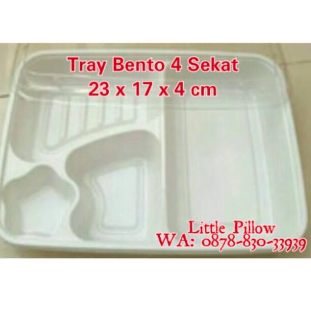 ♦ (ISI 25PCS )Mika Bento 4 Sekat Putih/ Box Bento/ Mika Lunch Box/ Tray Bento ❁