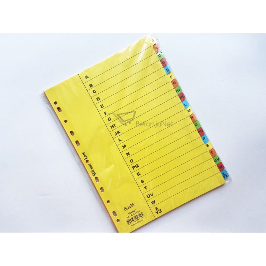 Pembatas Ordner Binder Bantex Divider Ukuran A4 Abjad A-Z 6043-00