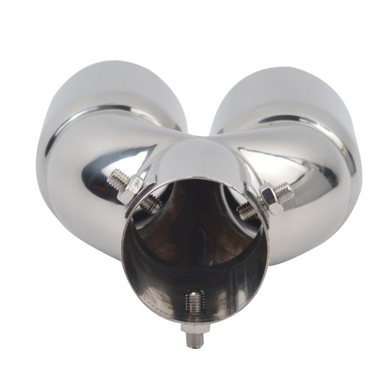 Pipa Knalpot Ganda Bahan Stainless Steel Ukuran 2.5inci 3inci outlet 8.1inci Panjang 1.2mm